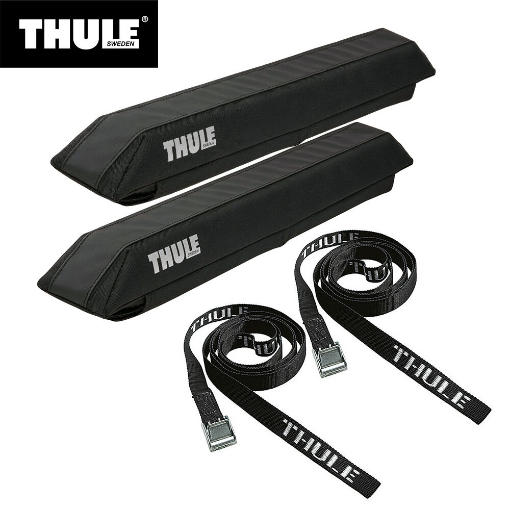 【送料無料】Thule(スーリー) サーフパッド ワイドM TH845 51cm幅 (ウィングバー/Evo/エッジ)＋ストラップ TH523 400cm 耐荷重300kg / 車外 ルーフキャリア ボード 積載 固定