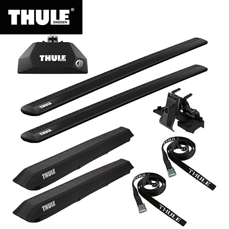 【送料無料】THULE スーリー プジョー 3008（2017～ ダイレクトレール）専用ベースキャリア（フット7106+ウイングバー EVO7112B+キット6040）+サーフパッド846+ストラップ523