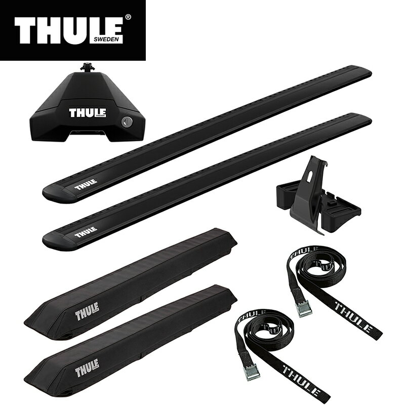 【送料無料】THULE スーリー プリウスα（ZVW40W/41W H23/5～）専用ベースキャリア（フット7105+ウイングバー EVO7113B+キット5129）+サーフパッド846+ストラップ523