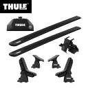 【送料無料】THULE スーリー ハスラー（MR31）専用ベースキャリア（フット7106+ウイングバー EVO7112B+キット6030）+カヤックキャリア ドックグライド896