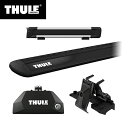 【送料無料】THULE（スーリー） Cクラス ワゴン専用ベースキャリア（フット7106+ウイングバー EVO7112B+キット6017）+スキーキャリア スノーパック7324 S205 2014～ 205#