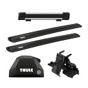 【送料無料】THULE（スーリー） プジョー 3008専用ベースキャリア（フット7206+ウイングバーエッジ 7213B×2本+キット6040）+スキーキャリア スノーパック7324 2017～ 1