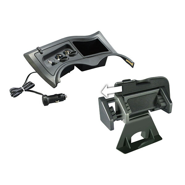 【送料無料※沖縄除く】YAC(ヤック) 10系 アクア専用【スマートフォンホルダー＋フロントコンソール電源BOX】スマホ 車載 ホルダー ワンタッチ 格納 DC12V ソケット USB 増設 充電 収納【あす楽15時まで】【楽ギフ_包装】