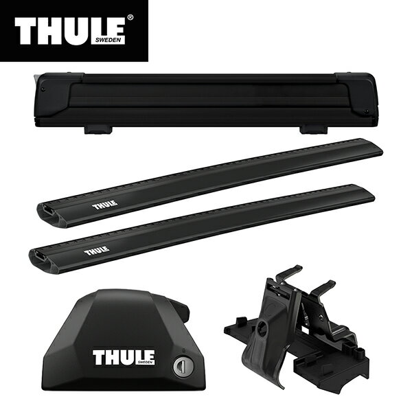 【送料無料】THULE（スーリー） プジョー 5008専用ベースキャリア（フット7206+ウイングバーエッジ 7213B×2本+キット6040）+スキーキャリア エクステンダー7325B 2017～ 1