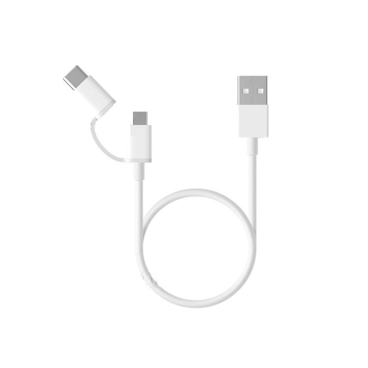 【特価品!】USBCケーブル1メートル。Micro USBとの2Wayでシンプルなホワイト充電用ケーブル。エクスペリア Galaxy Huaweiなどアンドロイドスマホ用USBタイプCとデジカメ用などのマイクロUSB