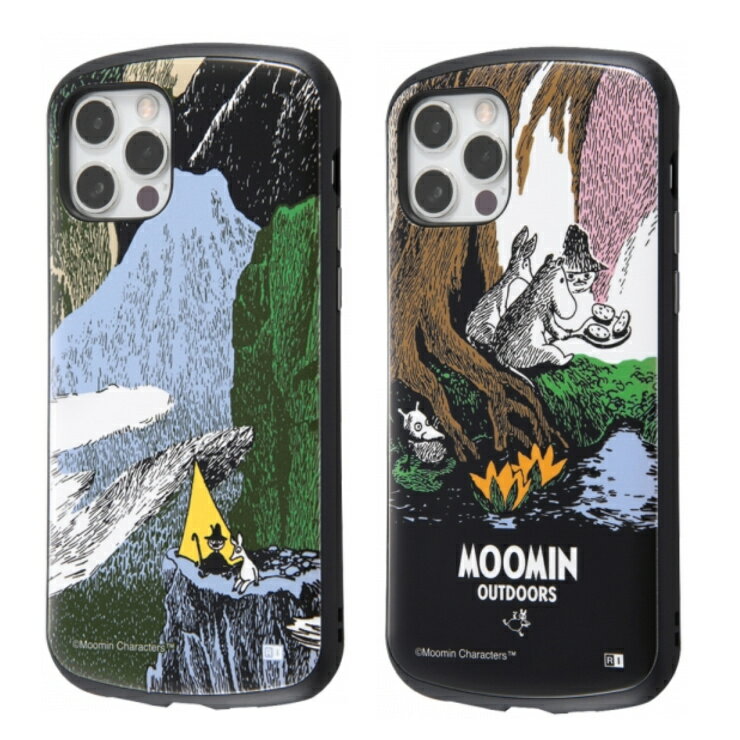 iPhone 12 ケース iPhone 12 Proケース ムーミン耐衝撃ケース MiA OUTDOORS 焚火とテント TPUとPC二重構造のカバー型ケース ストラップ装着可能 公式ライセンス製品 