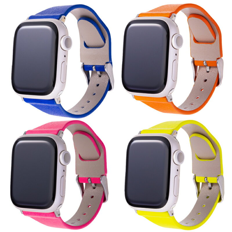 【特価品！】グラマスアップルウォッチベルト 本革 イタリアンレザー "Baby Neon" 41mm/40mm/38mm専用 GRAMAS Apple Watch CWBBN-AW02 ネオンブルー ネオンオレンジ ネオンイエロー ネオンピンク プレゼント