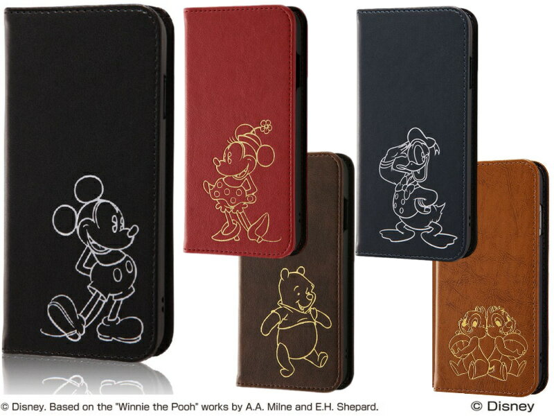 iPhone SE(2022, 2020年モデル）,iPhone 8,7ケース 、iPhone XS, iphone Xケース、ディズニー手帳型カバーケース ホットスタンプ。ミッキー、ミニー ドナルド プーさん チップとデール ブランド キャラクター 女性 かわいい カード収納ポケットプレゼント付き