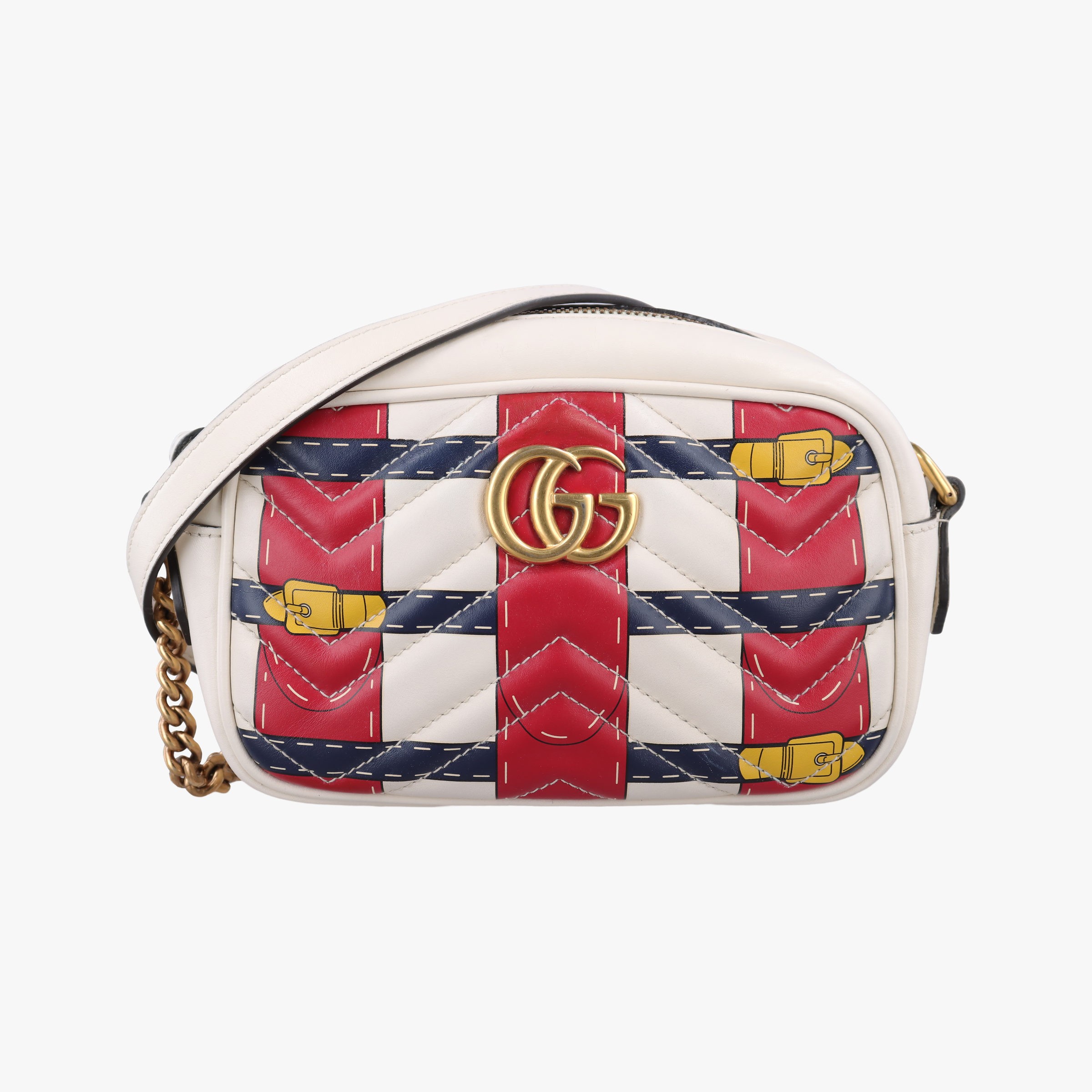 【限定8%OFF】グッチGucciGGマーモント ホワイト × マルチカラー レザー 448065 F0...