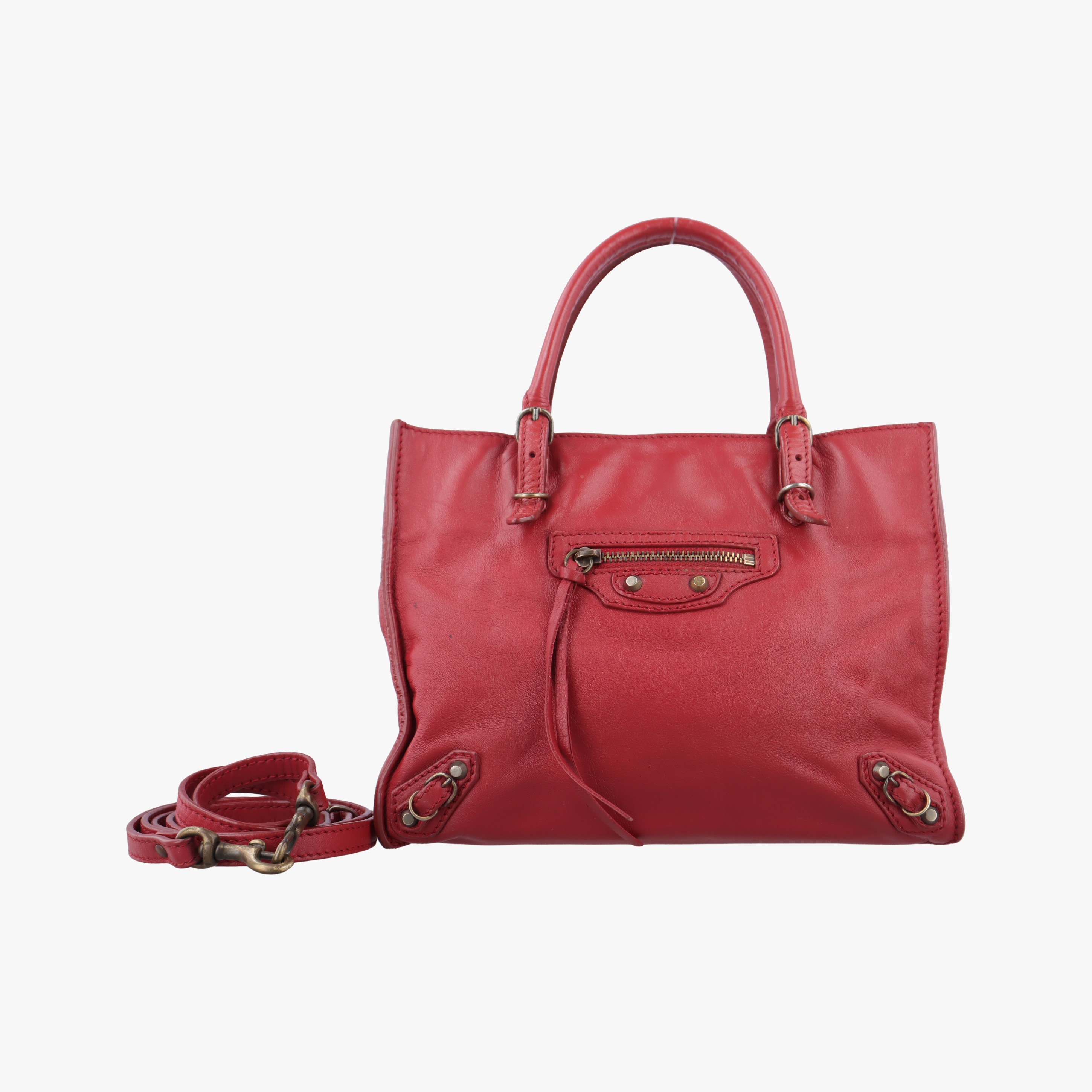 乐天商城 - 【中古】バレンシアガBalenciagaペーパー ジップアラウンド レッド レザー 370926 305572.9500.K 515859