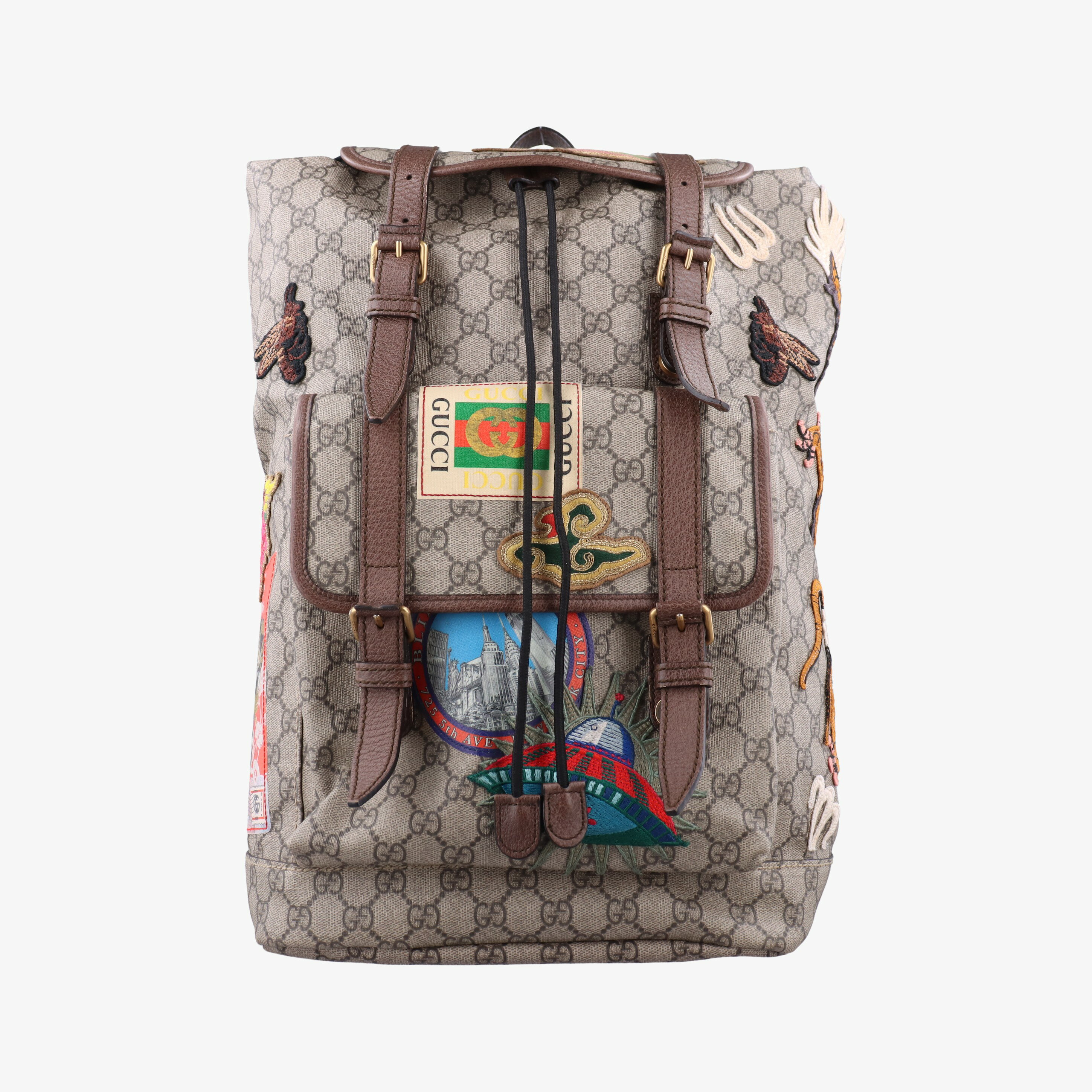 Rakuten - 【中古】グッチGucciソフトGGスプリューム ブラウン×マルチカラー PVCコーティングキャンバス 473869 C023929655