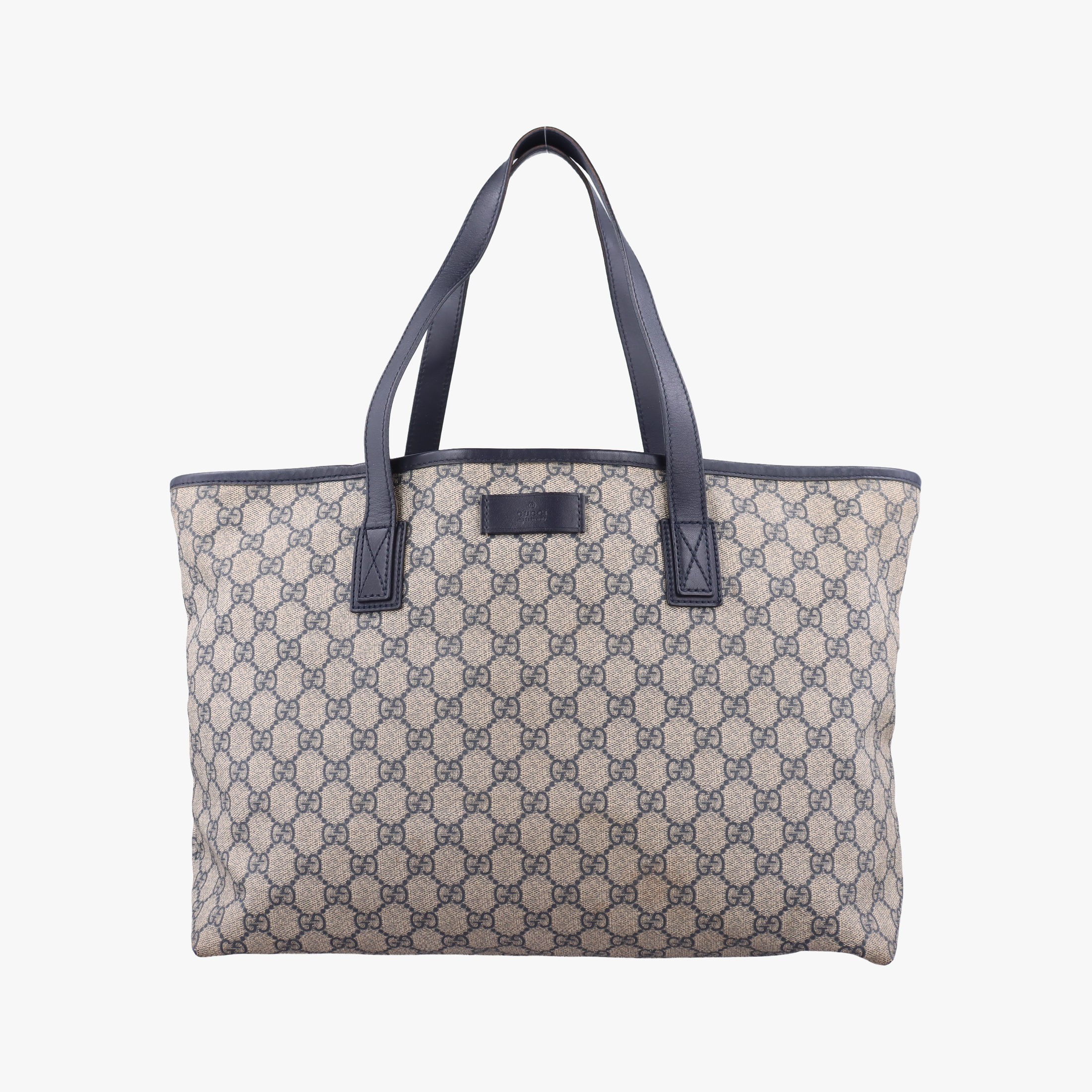 GUCCI - 【中古】グッチGucciGGスプリーム ベージュ×ネイビー PVCコーティングキャンバス×レザー 211137 I9014487
