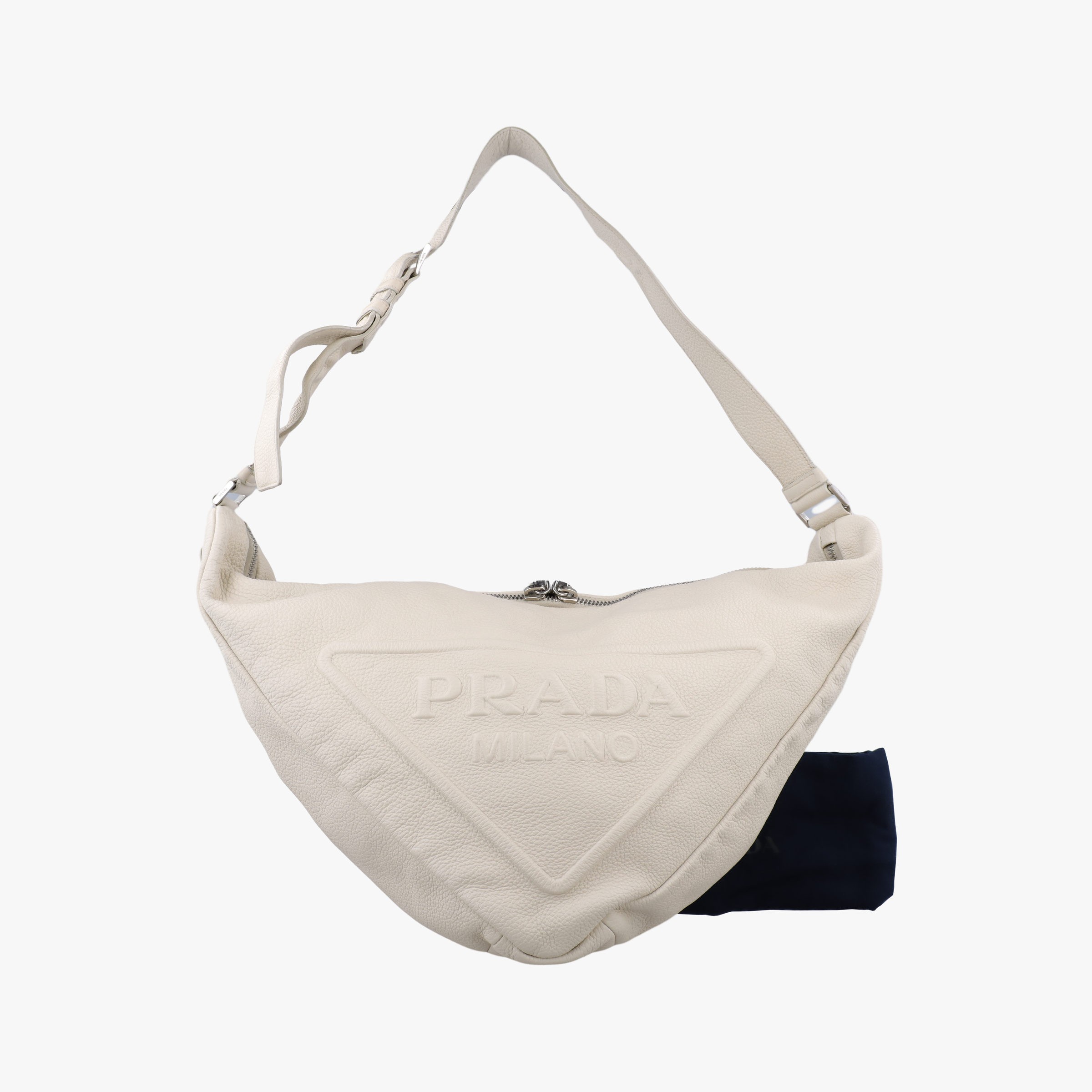 Rakuten - 【中古】プラダPradaトライアングル ロゴ プレート ホワイト レザー 2VY007 279