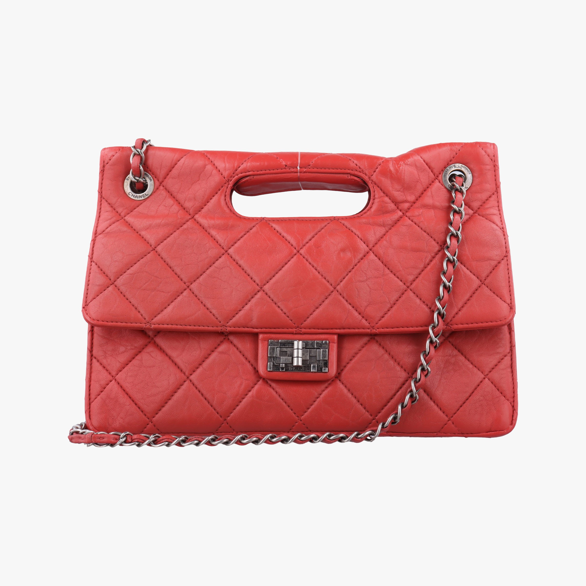Rakuten - 【中古】シャネルChanelマトラッセ ターンロック 2.55 レッド ラムスキン A66738 15498333