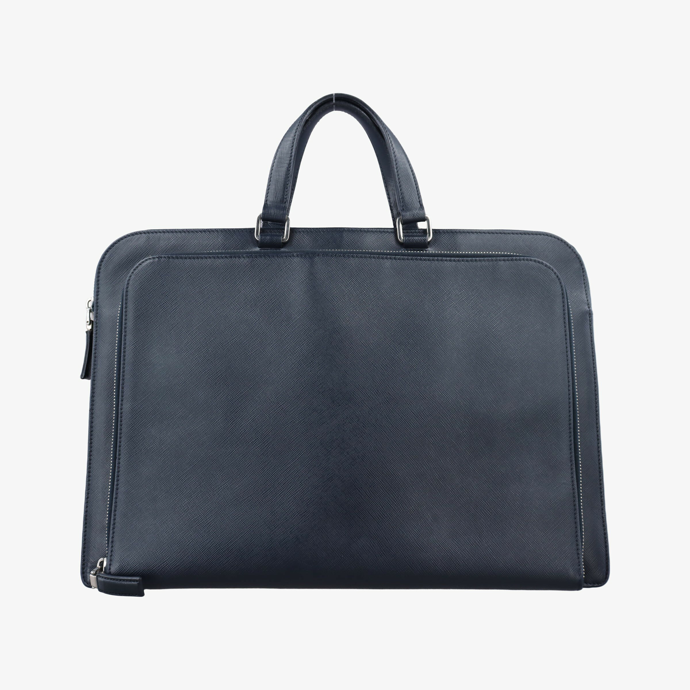Rakuten - 【中古】プラダPrada三角 ロゴ プレート ネイビー サフィアーノレザー 49