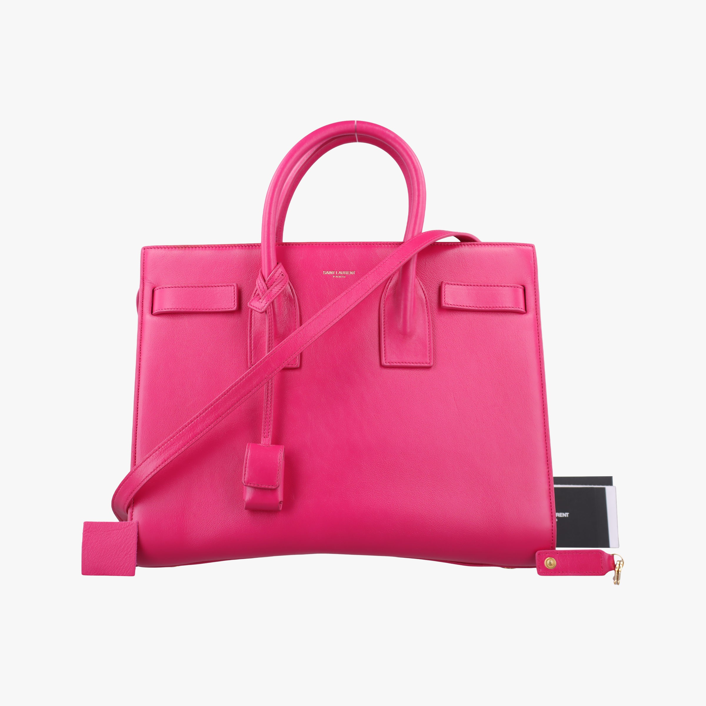 Yves Saint Laurent - 【中古】イヴサンローランYves Saint Laurentサックドジュール スモール ローズ レッド レザー 355153 PLB355153.0614
