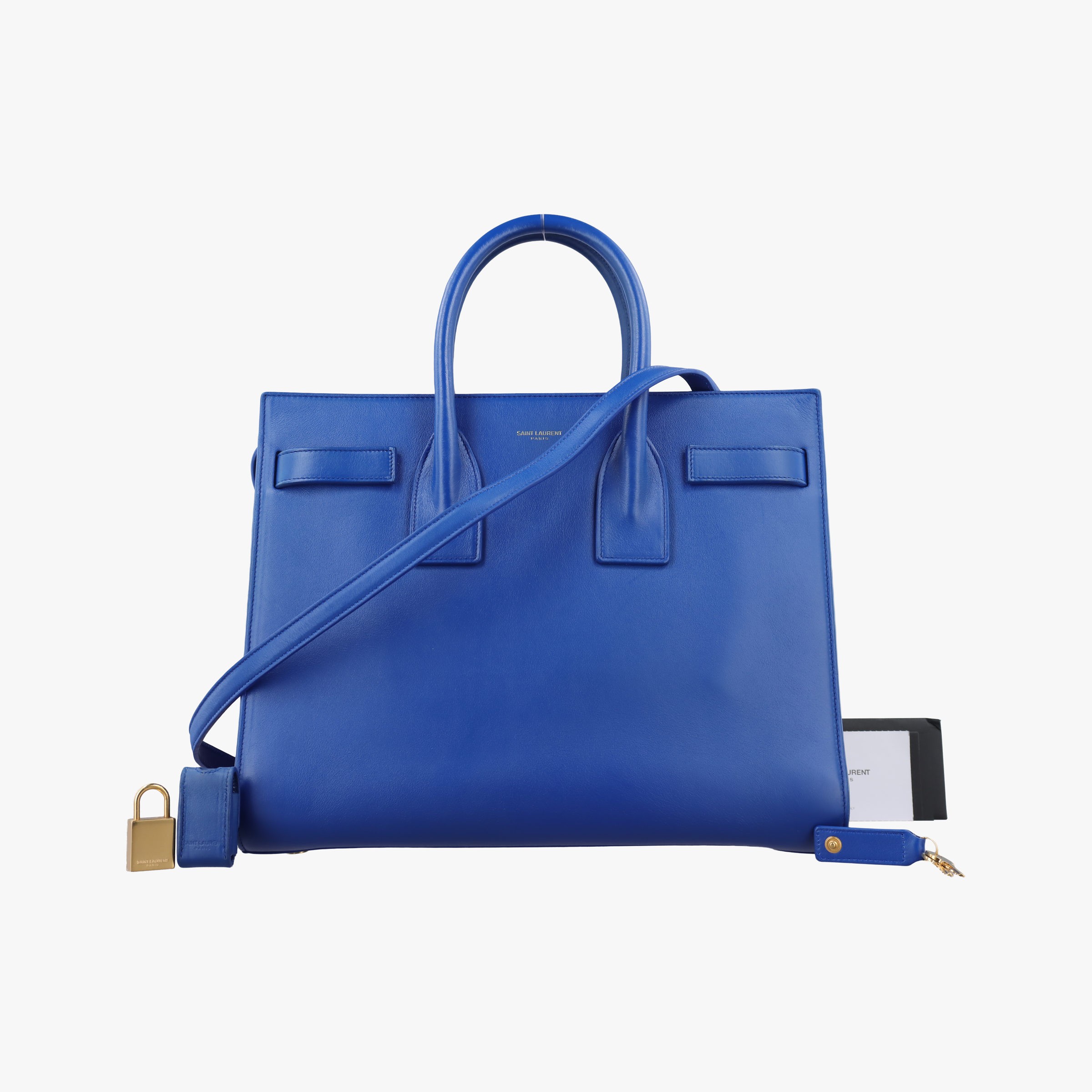Yves Saint Laurent - 【中古】イヴサンローランYves Saint Laurentサックドジュール スモール ブルー レザー 355153 DMR355153.0714