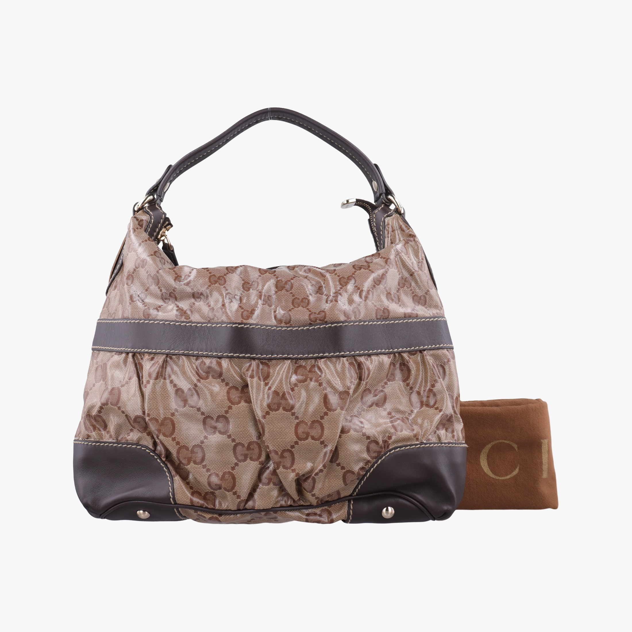 GUCCI - 【中古】グッチGucciGG クリスタル ベージュ× ブラウン PVCコーティングキャンバス × レザー 223965 A4970781
