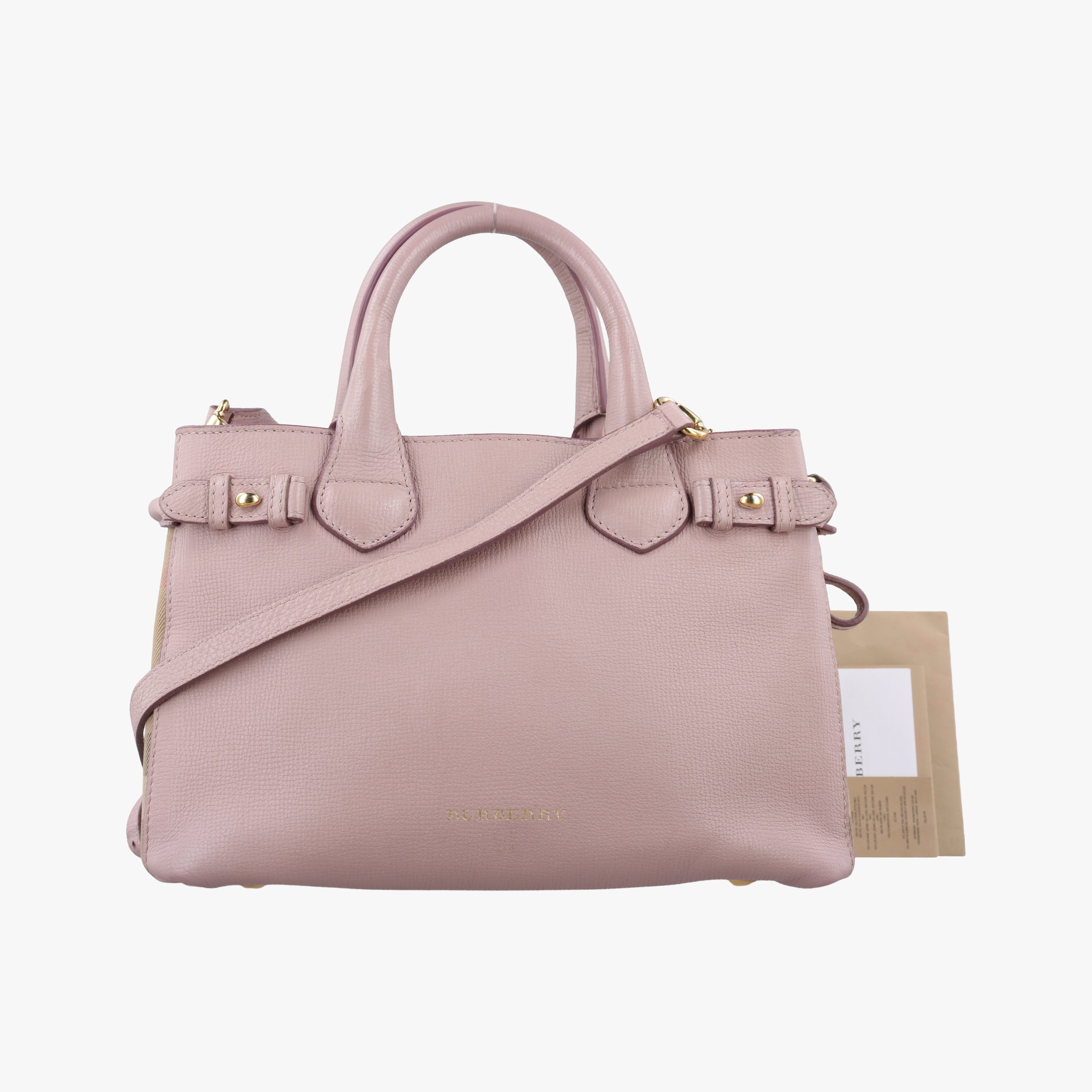 【5%OFF限定 6/8 13時〜6/10 23時】バーバリーBurberryハウスチェック バナー ピンク レザー×キャンバス ITCF&10SCA
