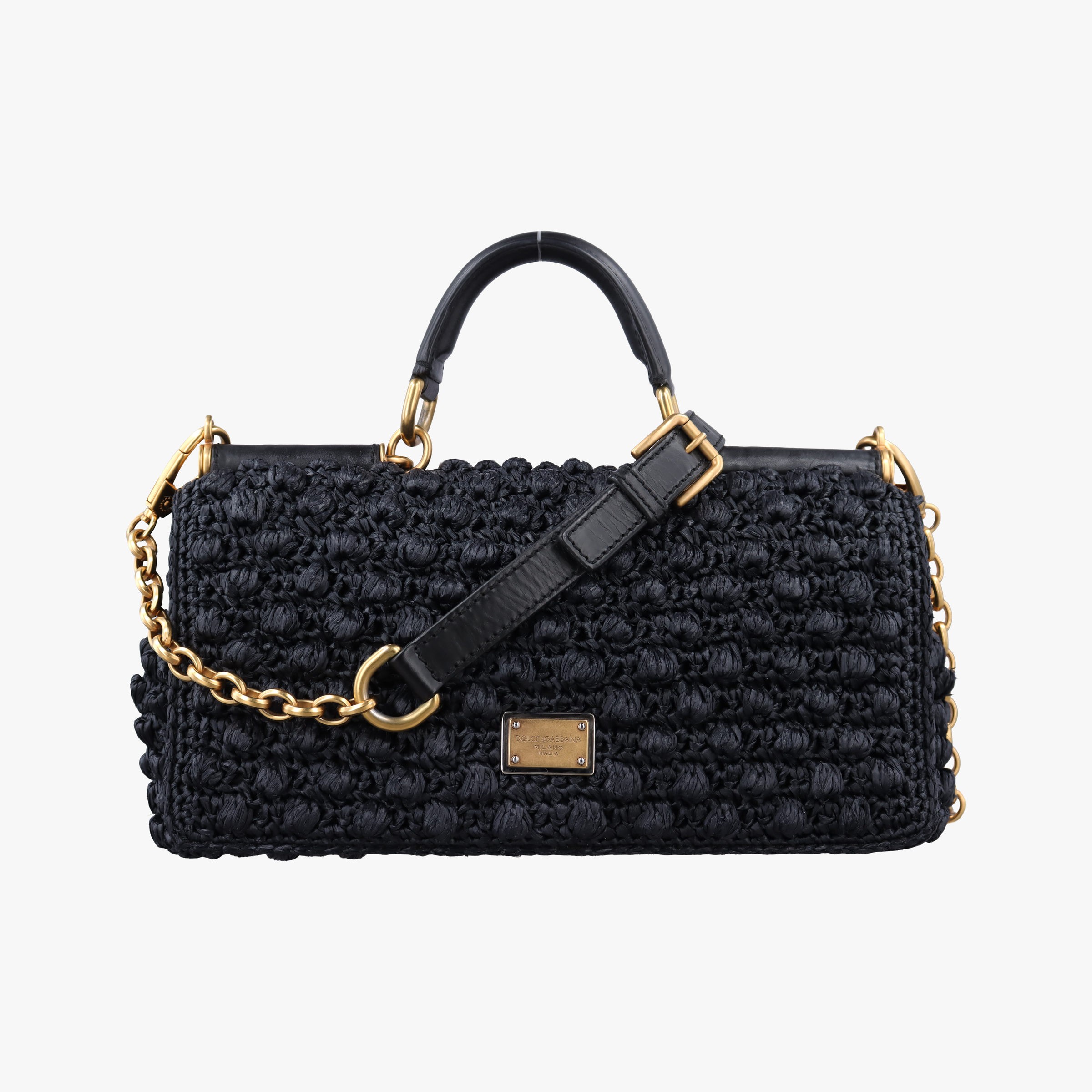 Rakuten - 【6/5限定★3%OFF＆P3倍】ドルチェ＆ガッバーナDolce & Gabbanaシシリー ブラック フィア クロシェ× カーフスキン