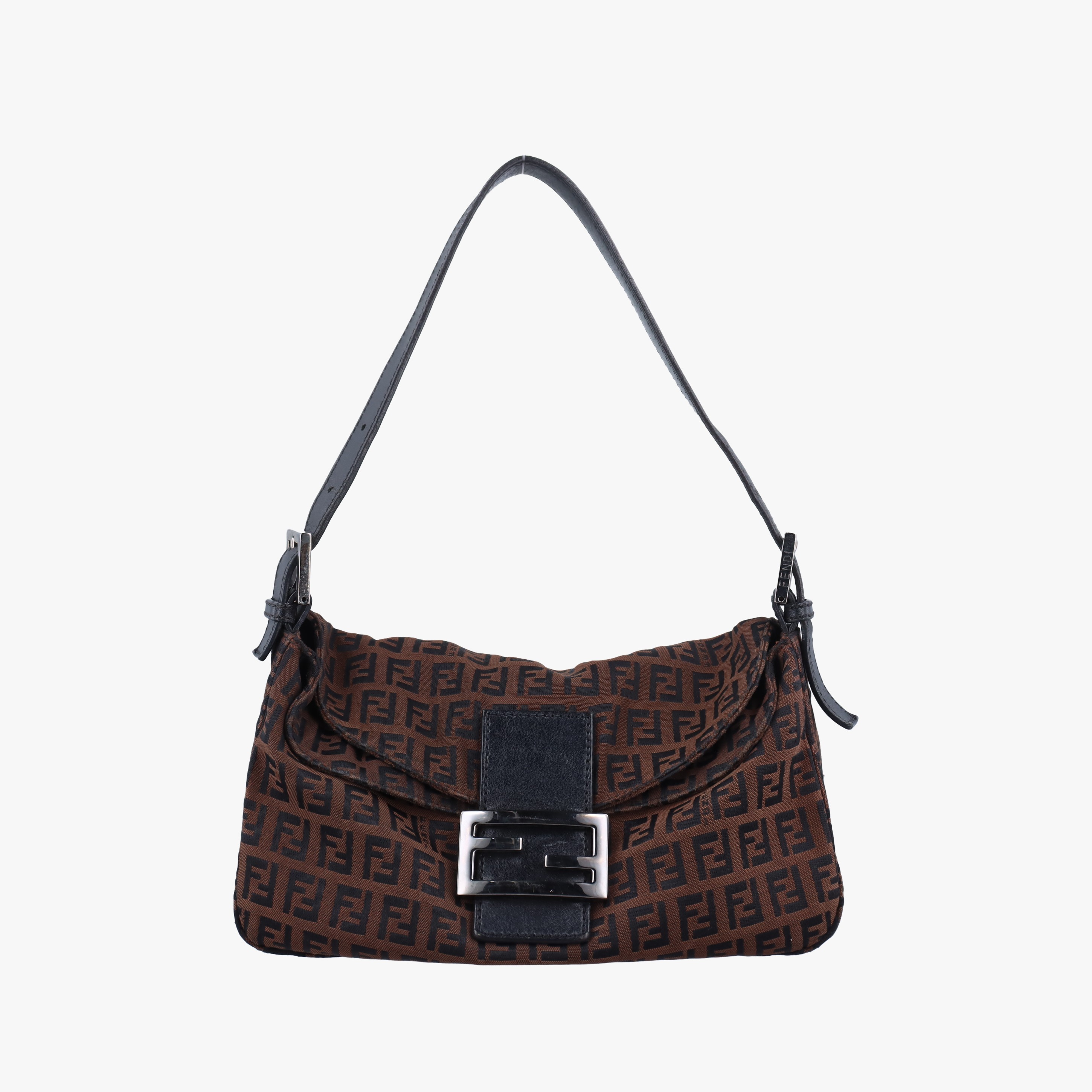 【中古】フェンディFendiマンマバケット ブラウン キャンバス 8BR003 2384-8BR003-JQ5-039