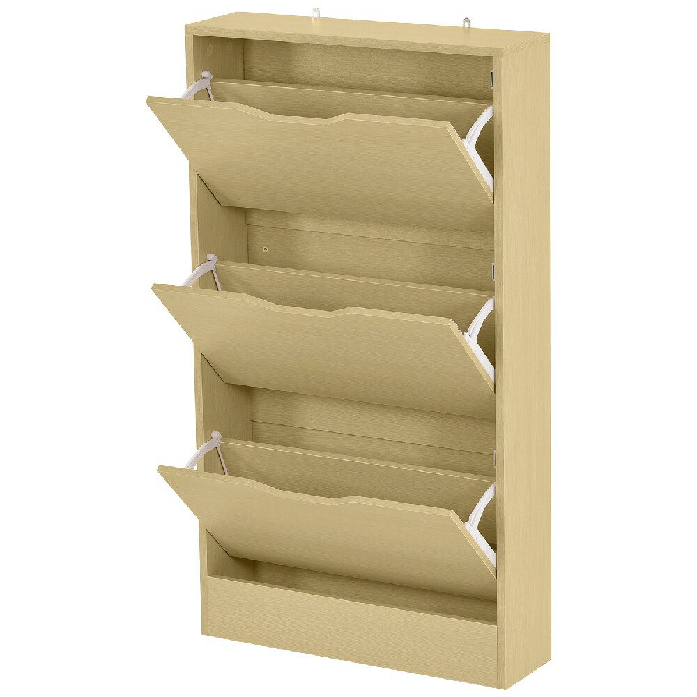 シューズラック 3段 省スペース 奥行17cm 幅60cm スリム 靴収納 玄関収納 木目調 おしゃれ 靴棚 下駄箱 スリムラック ナチュラル 組立簡単