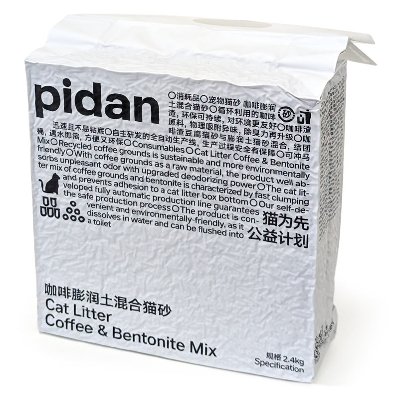 pidan　猫砂　コーヒーベントナイトMIX　2.4kg猫用 砂 ネコ砂 トイレ砂 コーヒー＆ベントナイト 珈琲 オカラ ベントナイト 天然素材 鉱物系 消臭 吸収 固まる 燃やせる 飛び散りにくい 小粒 サンド リター ミックス 混合 ピダン