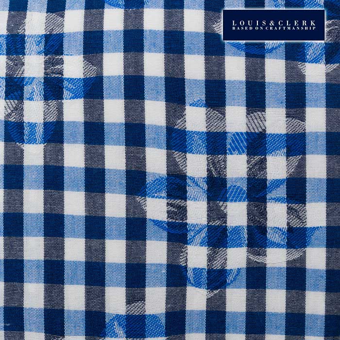 ドレスシャツ ワイシャツ シャツ メンズ 国産 長袖 純綿100% コンフォート カッタウェイワイド ギンガムチェック＆フラワージャガード ホワイト ネイビー ブルー 1910 fs3gm 父の日 ラッピング