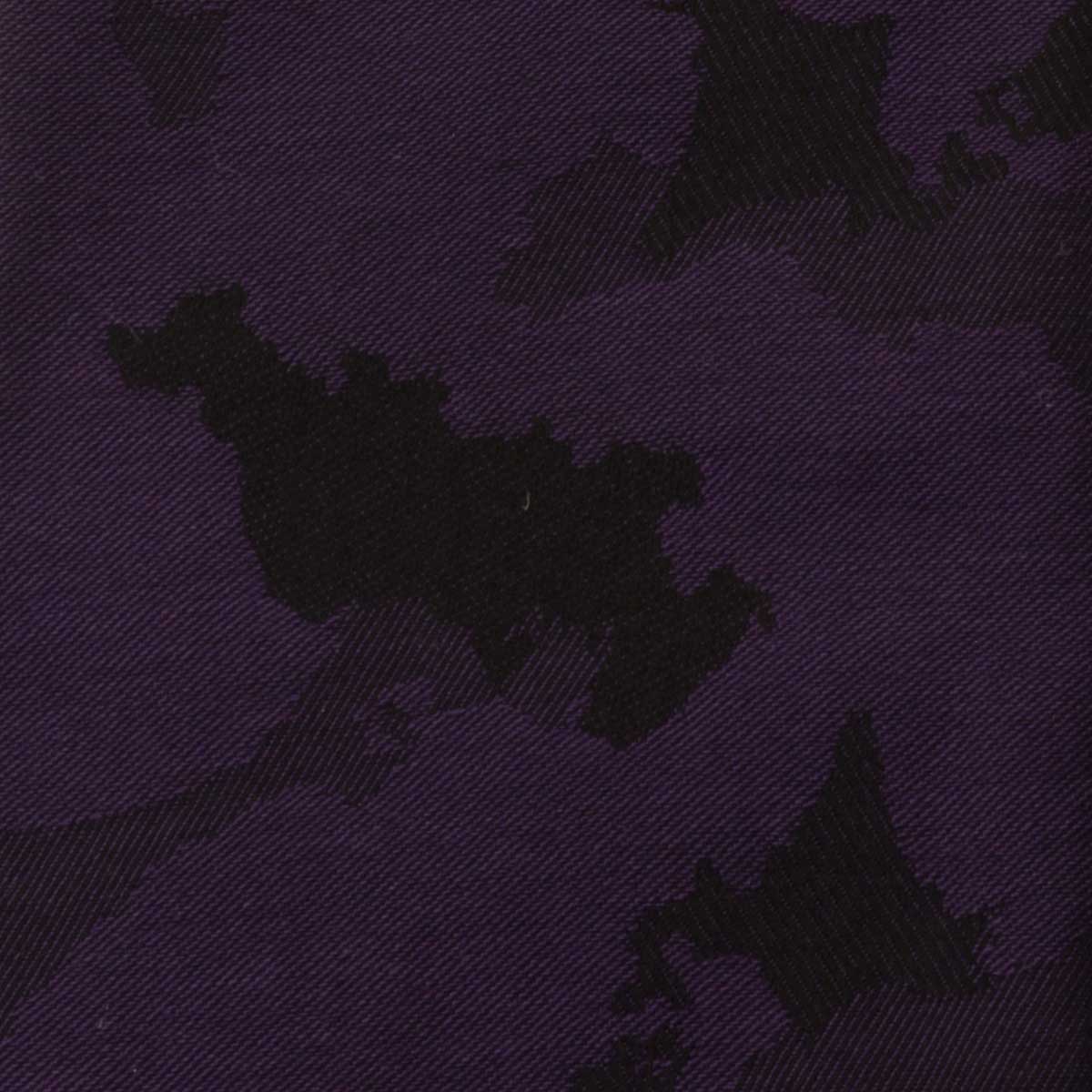 ドレスシャツ 長袖 綿100％ ボタンダウン スリムフィット 胸ポケット無 パープル 濃紫 ジャガード織柄 迷彩柄風 日本地図 マップ メンズ 25FA 2602ft