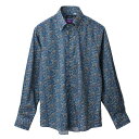 リバティプリント ランカシャー・フィールズ オーガニック・タナローン <Lancashire Fields> ブルー 花柄 長袖 綿100% ドレスシャツ ボタンダウン レギュラーフィット 2504ft 25FA 2505ft