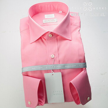 ＜White Label〜ホワイトレーベル〜＞オリジナルドレスシャツ ワイシャツ シャツ メンズ 長袖 ワイドカラー ピンク
