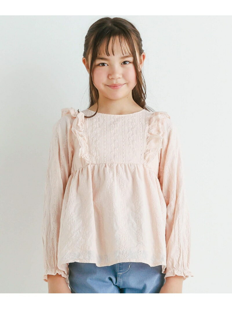 【SALE／20%OFF】SLAP SLIP 花柄レース肩フリルチュニック 80~140cm ベベ オンライン ストア トップス カットソー・Tシャツ ピンク【RBA_E】