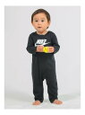 NIKE ベビー(80-90cm) ロンパース NIKE(ナイキ) NKN NON-FOOTED HBR COVERALL ルーキーユーエスエー マタニティウェア・ベビー用品 ロンパース・カバーオール ブラック グレー ピンク