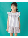 BeBe Petits Pois Vert 【店舗限定】花柄スクエアフリルチュニック+ショートパンツセット(95~150cm)br ベベ オンライン ストア ス...