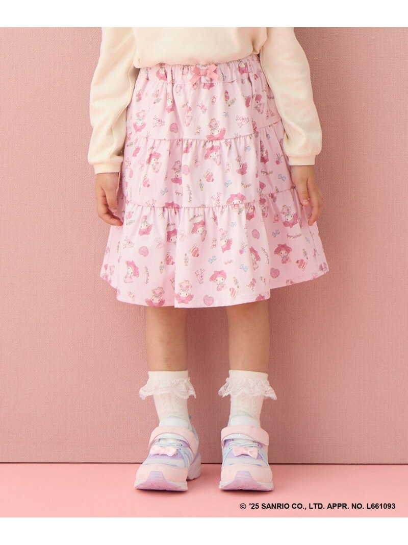 ANY KIDS 【マイメロディ&クロミ×ANY KIDS】総柄 ティアードスカート エニィ スカート ロング・マキシスカート ブラック ピンク【送料無料】のサムネイル