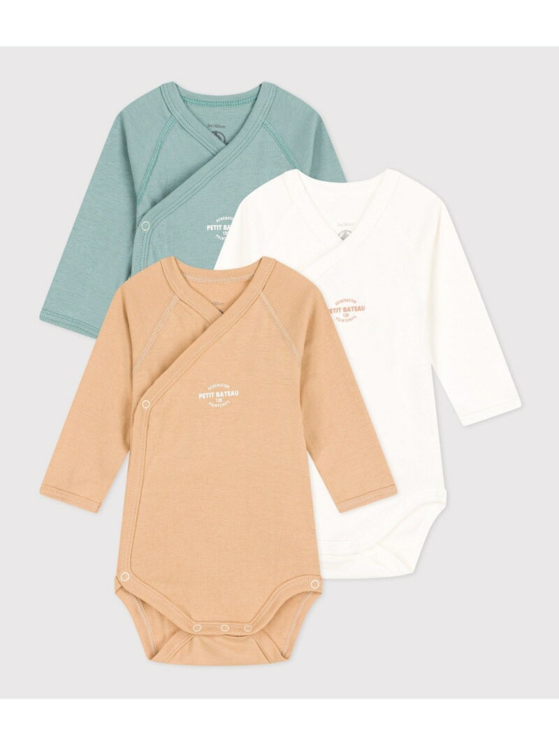 【SALE／10%OFF】PETIT BATEAU 長袖あわせボディ3枚組 プチバトー マタニティウェア・ベビー用品 ベビー肌着・新生児服【RBA_E】【送料無料】