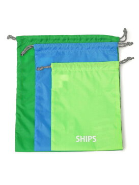 SHIPS KIDS SHIPS KIDS:NEW 巾着 3点セット シップス バッグ キッズバッグ パープル グリーン ネイビー