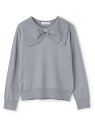 pom ponette junior リボン衿ニット ナルミヤオンライン トップス ニット ブルー【送料無料】
