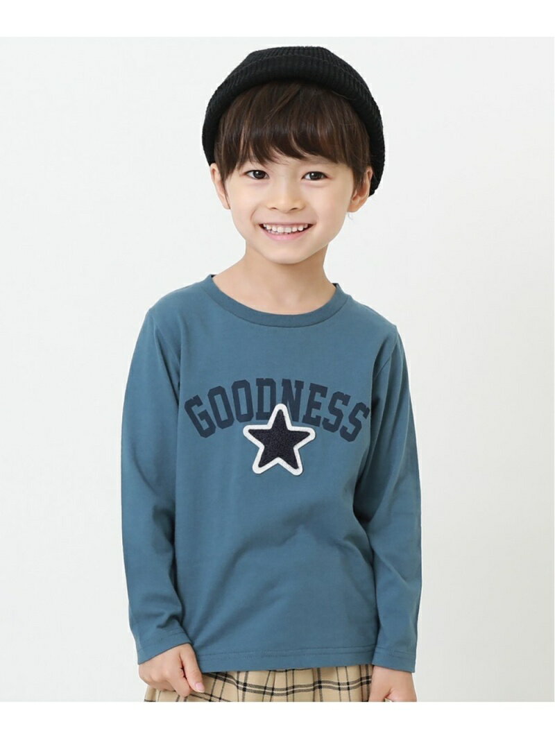 【SALE／10%OFF】devirock サガラワッペン長袖Tシャツ ロンT デビロック 子供服 キッズ デビロック カットソー Tシャツ ブラック ブルー ベージュ【RBA_E】