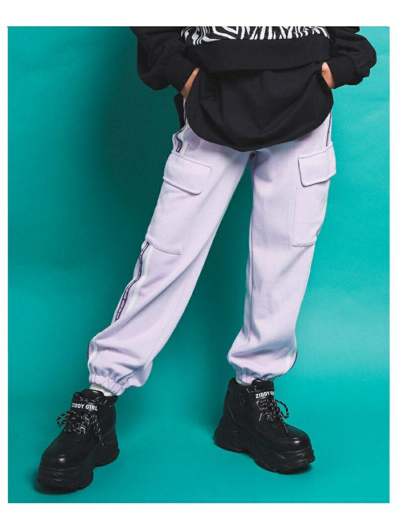 ZIDDY 【 ニコ☆プチ 掲載 】 サイド ロゴテープ カットソー カーゴ パンツ (130~160cm) ベベ オンライン ストア パンツ/ジーンズ フルレングス パープル ブラック