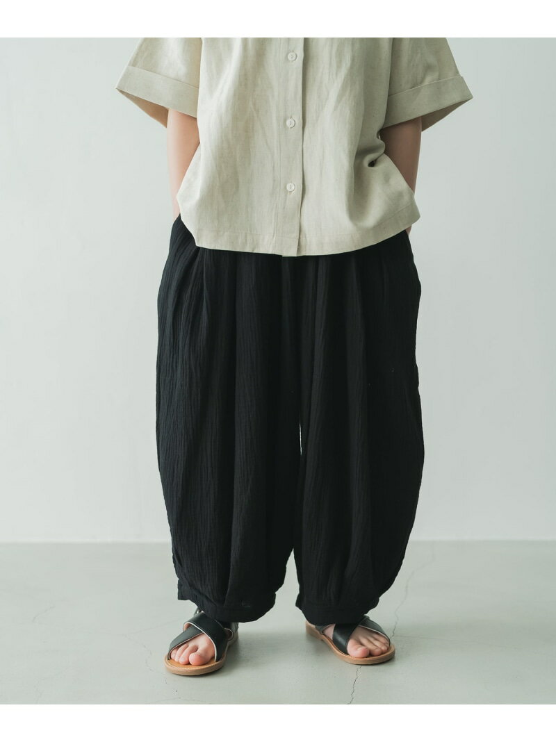 riziere ダブルガーゼリラックスパンツ リジェール パンツ その他のパンツ ブラック ブラウンのサムネイル