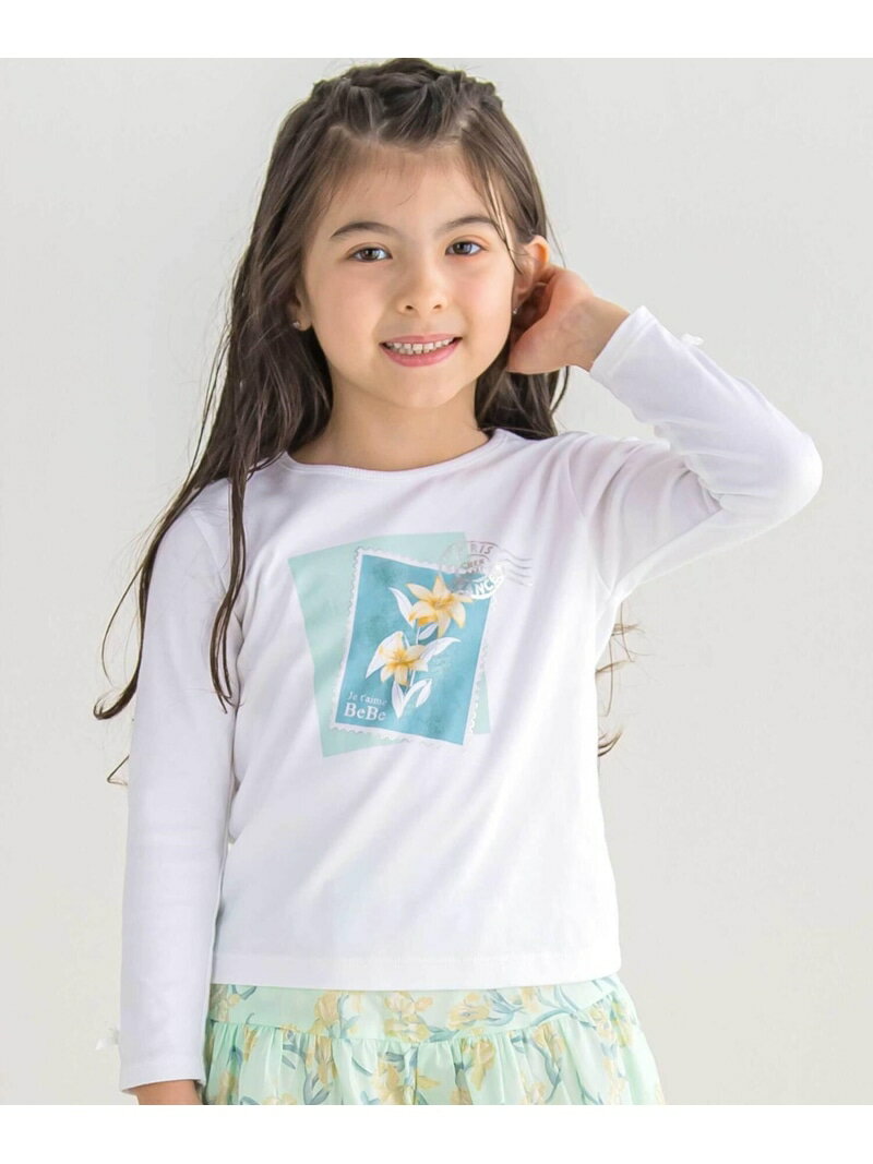 【SALE／20%OFF】BeBe アイリス切手プリント長袖Tシャツ(90~150cm) ベベ オンライン ストア トップス ..
