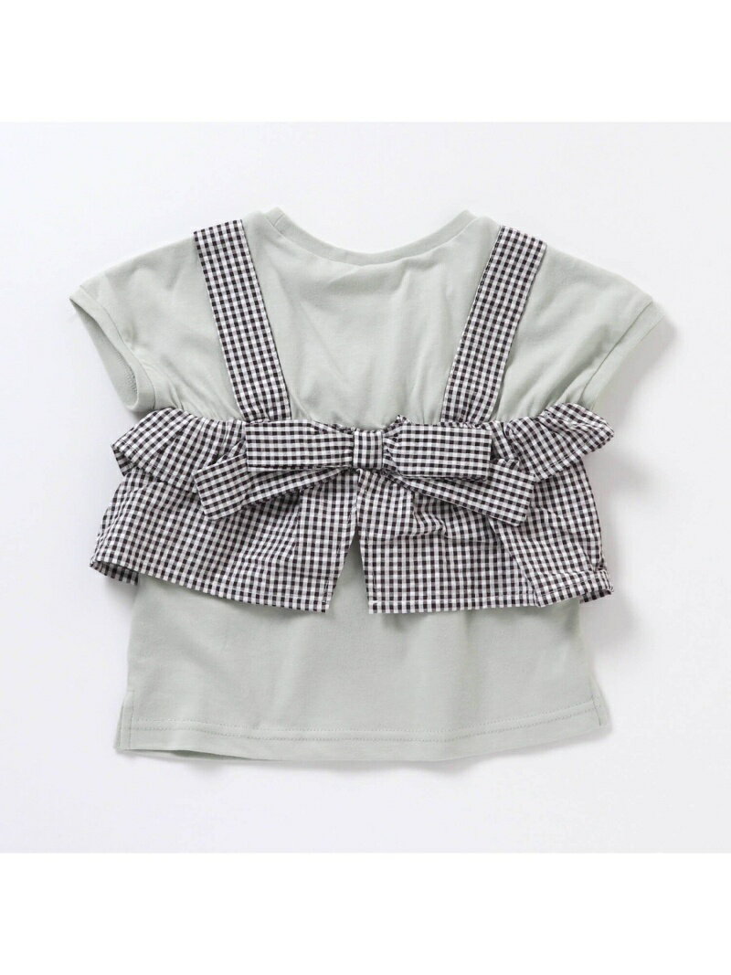 【SALE／20%OFF】apres les cours うしろりぼんビスチェ2柄ドッキングトップス エフオーオンラインストア トップス カットソー・Tシャツ【RBA_E】のサムネイル