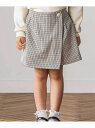 Tartine et Chocolat 千鳥チェック柄ラップ風スカパン(100~140cm) ベベ オンライン ストア パンツ キュロット ホワイト ブラウン【送料無料】