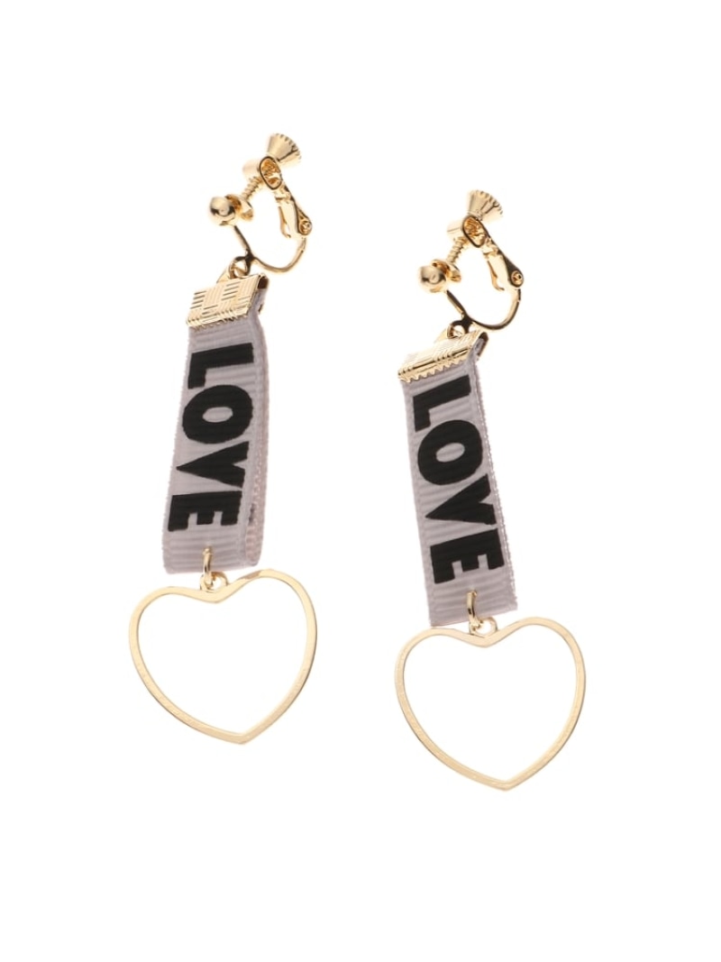 【SALE／60%OFF】PINK-latte 「LOVE」ハートイヤリング ピンク ラテ アクセサリー・腕時計 イヤリング・イヤーカフ グレー ブラック レッド ピンク【RBA_E】