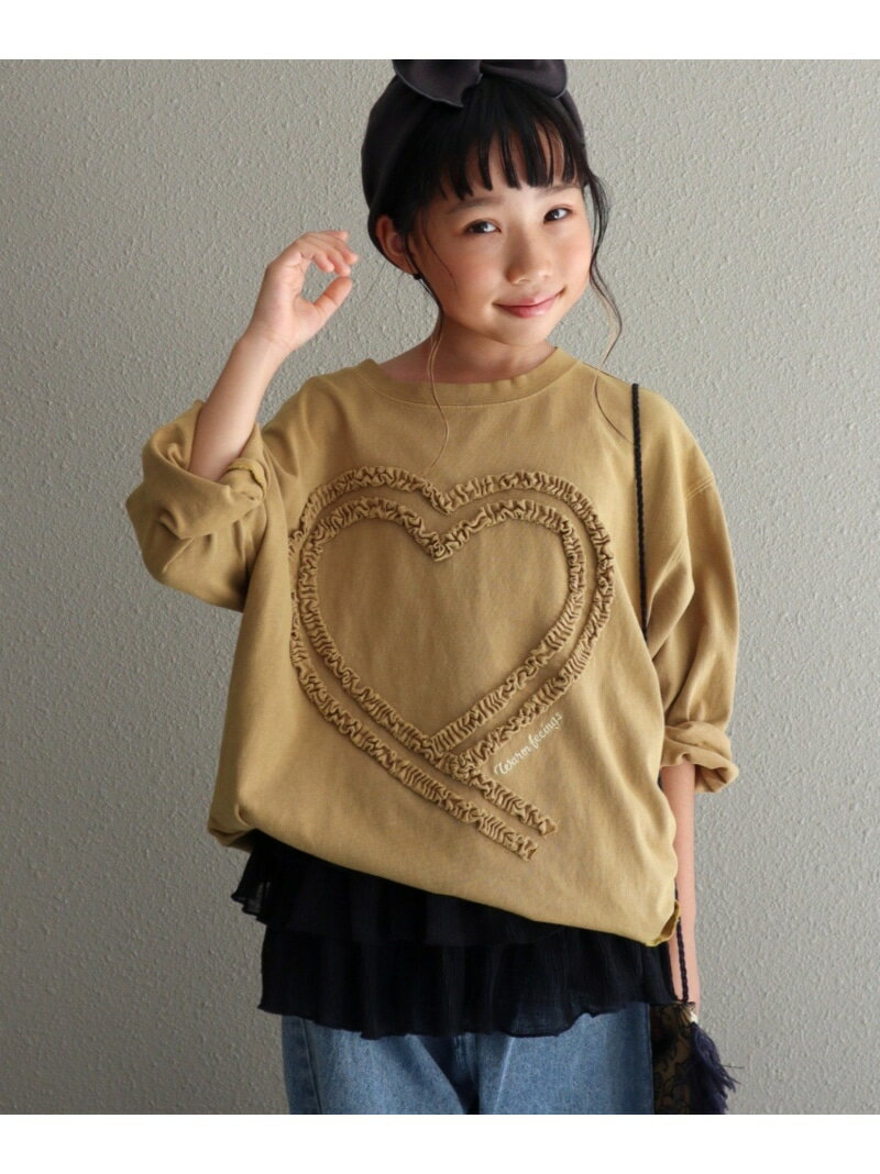 CIAOPANIC TYPY 【WEB限定】【KIDS】ピグメント加工ハートモチーフ長袖カットソー チャオパニックティピー トップス カットソー・Tシャツ ブルー ホワイト グレー ブラウンのサムネイル