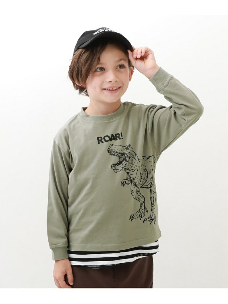 devirock デビラボ 袖リブ 長袖Tシャツ デビロック 子供服 キッズ デビロック カットソー Tシャツ ブラック カーキ ホワイト ブラウン オレンジ グリーン ブルー グレー