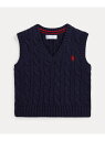 POLO RALPH LAUREN (ベビー)ケーブルニット コットン セーター ベスト ラルフローレン トップス ベスト・ジレ ネイビー【送料無料】