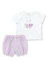 BeBe Petits Pois Vert アニマルパッチ刺しゅう半袖Tシャツ+ストライプブルマセット(80~90cm) ベベ オンライン ストア スーツ・フォ...