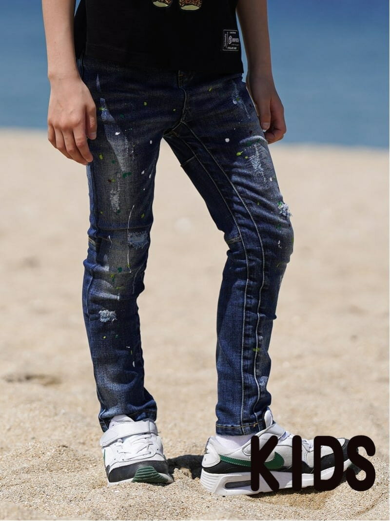 Retro Engine Retro Engine/(K)Many/C Paint Denim L/PT kids アダムスジャグラー パンツ ジーンズ・デ..